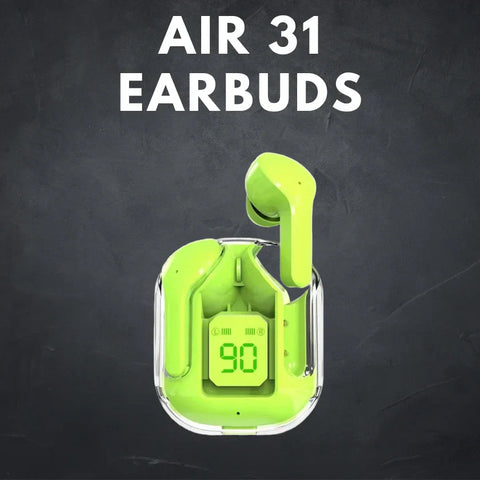 Premium Air 31 Airpods | wireless earbuds with crystal transparent Case