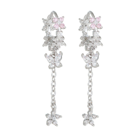 Flower Tassel Water Drop Earrings Special-interest Design Simple