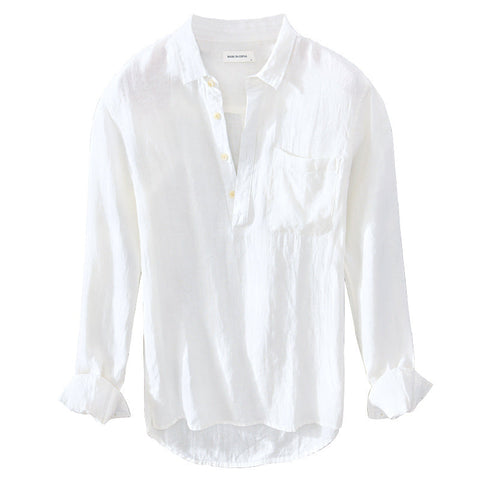 Spring And Summer Men's Pure Linen Casual Top