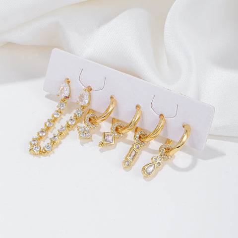 Geometric Micro Inlaid Zircon Ear Clip Fashion